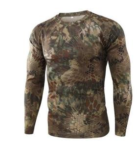 T-shirt en polyester tricoté à manches longues pour homme, coupe classique, col rond, séchage rapide, avec logo frontal, idéal pour l'extérieur - Product Image 2
