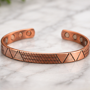 Pure Copper Geometric Triangle Magnetic Open Cuff Therapy Bracelet Luxury Metal Jewelry Promotional <b>Novelty</b> Gift - Product Image 1