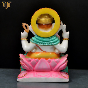 Estatua de Ganesha en Mármol Puro sobre Trono de Loto |   Ídolo del Dios Ganesha Hecho a Mano |   Murti de Ganpati de Mármol Premium para Templo en Casa, 15 Pulgadas - Product Image 5