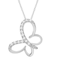 Collana con ciondolo a farfalla di diamanti (1/10 ct. T. w.) In argento Sterling | Macy's - Product Image 1