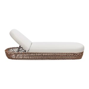 Chaise longue de patio Willow 80,5 pouces avec revêtement Sunbrella, structure en osier brun doré et chaise longue d'extérieur beige blé - Product Image 3