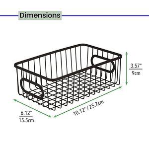Hooked Multipurpose 15" Utility <b>Basket</b> Sturdy Steel Wire Storage Solution Curved Easy Grab <b>Handles</b> Decorative OrganizatioN - Product Image 2