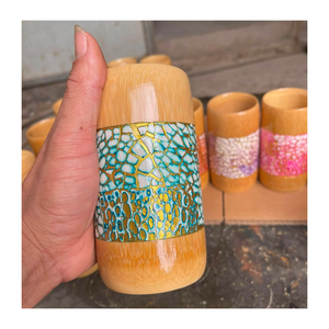 Mug en bambou artisanal écologique avec incrustation de nacre naturelle, tasse décorative, vaisselle artisanale vietnamienne - Product Image 3