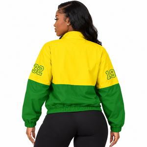 Custom Chi Eta Phi Sorority Quarter-Zipper Pullover <b>Green</b> and Yellow Color Embroidered Logo Casual for female Greek Apparel - Product Image 3