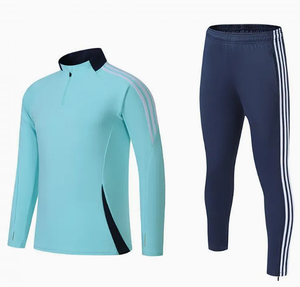 Ensemble de survêtement décontracté pour le sport et la course à pied, avec logo personnalisé, en molleton doublé 100 % coton de haute qualité, fermeture éclair - Product Image 2