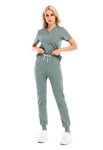Premium Sage Green <b>Scrub</b> Suit Set Customize Hospital Nurse Uniform V-Neck <b>Top</b> Cargo Pants Doctor Nursing Workwear Medical Suits - Product Image 4