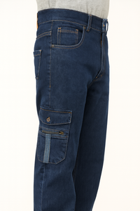 Pantalones Cargo de Mezclilla – Comodidad Elástica y Resistente con Corte Recto Moderno, Tela de Mezclilla de Peso Medio Duradera - Product Image 6