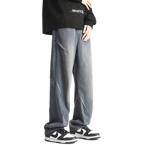 ANSZKTN 2026 Men's Retro Style Jeans Summer <b>Thin</b> Straight Leg Wide Leg Long Pants Solid Pattern Mid Waist Casual Formal Denim - Product Image 2