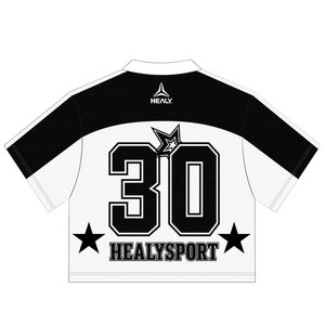 Maillot de football américain personnalisé à col en V, imprimé par transfert thermique, coupe courte, manches courtes, en maille 100 % polyester, grande taille pour homme - Product Image 5