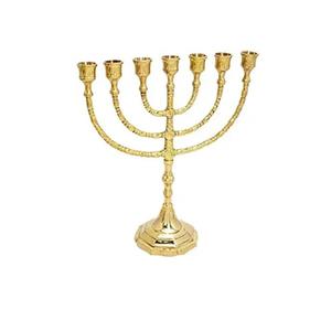 Menorah Rústica de Latón Dorado con Árbol de la Vida, Tamaño Completo, 10 Pulgadas de Largo, Compatible con Velas Estándar de Hanukkah, Menorah con Rama de Árbol - Product Image 2