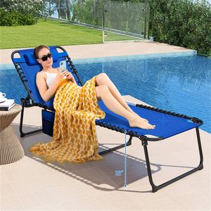 Lettino Pieghevole Moderno da Esterno, 68 cm di Larghezza, Schienale Regolabile in 4 Posizioni, Cuscino Impermeabile Blu Navy - Product Image 2
