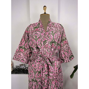 Cotton Printed Kimono Solid Simple Maxi Woven Sleeveless Loose Cover up <b>Robe</b> V Neck Wrap Dress <b>Beach</b> Lounge Wear Women - Product Image 2