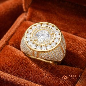 Anillo Halo de Moissanita Chapado en Oro Rosa con Pavé Redondo, Joya Elegante Estilo USA para Hombre y Mujer - Product Image 3