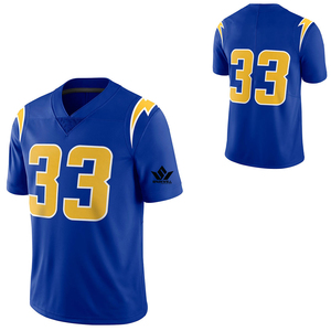 Camiseta de Fútbol Americano Azul Personalizada para Hombre, Número 33, Cuello en V, Manga Corta, Poliéster que Absorbe la Humedad, Ropa Deportiva de Equipo - Product Image 2