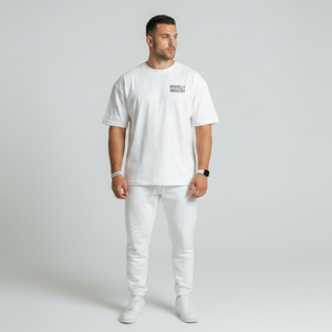 Camiseta Oversize de Color Blanco Estilo Streetwear para Hombre, Camiseta Corta de Corte Cuadrado, Camisetas Oversize Personalizadas para Hombre - Product Image 4