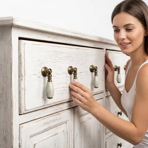 Poignée de meuble ovale en fonte de fer avec perles décoratives, design moderne, durable et écologique, pour armoire, tiroir et salle de bain - Product Image 3