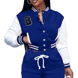 Veste universitaire bleue et blanche à la lettre B pour femme, style preppy, coupe ajustée, boutonnée, col rabattu, pour le printemps - Product Image 4