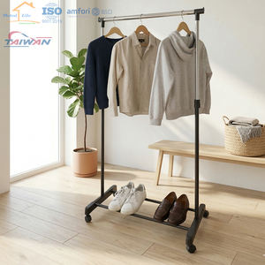 Perchero de Ropa Metálico Ajustable de un Solo Poste, Fabricado en Taiwán, Móvil con Ruedas - Product Image 4