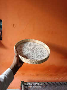 ถาดหวายทรงกลมสำหรับตกแต่งแม่มุกพร้อมด้ามไม้ไผ่สำหรับตกแต่งบ้านลายตามสั่งขนาดได้ - Product Image 3