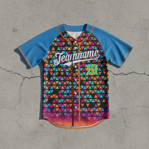 เสื้อยืดพิมพ์ลาย 3 มิติ MOQ ต่ำ ระบายอากาศได้ดี ลายทาง แขนสั้น สวมใส่สบาย เสื้อเบสบอลเปล่า ชุดยูนิฟอร์มซอฟต์บอลสำหรับผู้ใหญ่แบบ unisex - Product Image 5