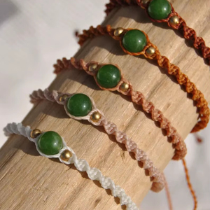 Handmade Macrame Green Aventurine <b>Bracelet</b> Set Natural Green Stone Beads <b>Adjustable</b> Boho Healing Jewelry for Women - Product Image 1