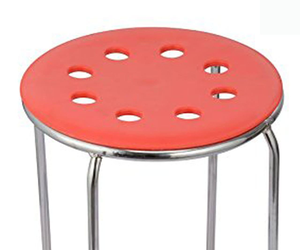 Portable <b>Plastic</b> <b>Stool</b> Chrome Metal Frame Lightweight Multipurpose Furniture Decoration Home Use Modern Design Living Room - Product Image 3