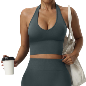 Nuevo Diseño Conjunto de Sujetador Deportivo y Top para Mujer, Logotipo Personalizado, Venta al por Mayor, Alta Elasticidad en 4 Direcciones, Spandex/Poliéster, Soporte Medio para Ejercicio - Product Image 5