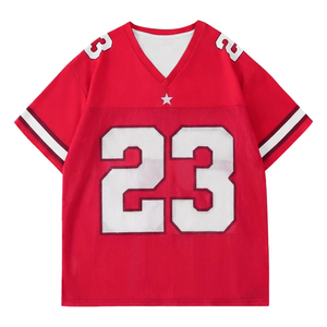 Maillot de football rouge à col en V en mesh, numéro 23, impression sublimée, respirant, unisexe, vêtements de sport pour adultes, manches courtes - Product Image 1