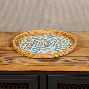 Bandeja de mimbre de perlas naturales para mesa de centro, hecha a mano, ecológica, venta al por mayor de Vietnam, 100% - Product Image 2