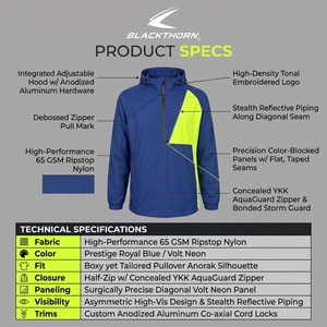 Chaqueta Anorak Cortavientos Transpirable con Capucha para Hombre, Personalizable con Logotipo, Impermeable, Ligera, con Media Cremallera, de Microfelpa Suave - Product Image 4