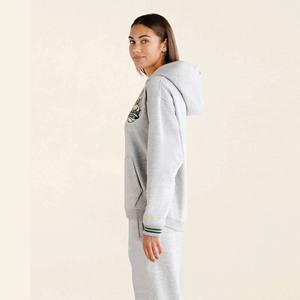 Sweat à capuche en molleton gris chiné coton-polyester avec logo personnalisé, fabricant OEM ODM, fournisseur, usine, vente en gros, unisexe - Product Image 2