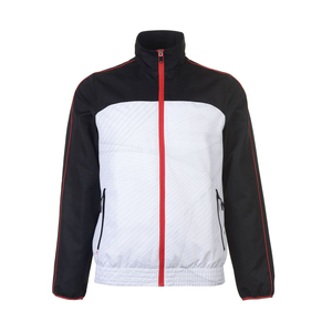 Unisex Sporty Tracksuit Set Black White Red Color Blocking Full Zip <b>Jacket</b> With Side Pockets And Elastic Pants Autumn Wear - Product Image 3