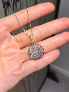 Ensemble de bijoux en diamants cultivés en laboratoire, boucles d'oreilles rondes en forme de grappe florale, bague, pendentif, ensemble en or 14 carats pour femmes - Product Image 2