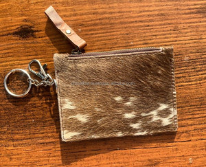 New Customized Handmade Real Cowhide Leather Coin Purse & <b>Card</b> <b>Holder</b> Luxury Genuine Leather Mini <b>Card</b> <b>Holder</b> with <b>Keyring</b> - Product Image 2