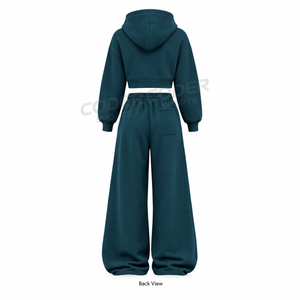 Ensemble de jogging unisexe grande taille pour femme 2026, survêtement décontracté uni à capuche, personnalisable avec logo, sweat à capuche en polaire vierge pour l'hiver - Product Image 5