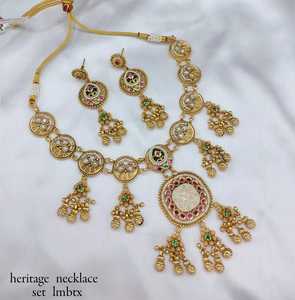 Wholesale High Quality New Vintage Copper Gold Plated <b>Crystal</b> Bridal Jewelry <b>Set</b> Long Mala Necklace Earrings Maang Wedding Gift - Product Image 1