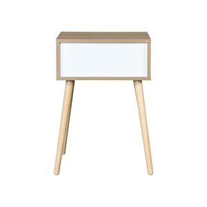 Mid Century Modern <b>White</b> <b>Storage</b> <b>Cabinet</b> 1 Drawer Nightstand with Rubber Wood Legs for Bedroom Living Room Furniture - Product Image 5