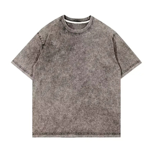 Camiseta de algodón grueso para hombre, estilo vintage con lavado ácido, hombros caídos, estilo urbano informal. - Product Image 6