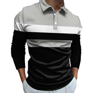 Polos de manga larga con botones para hombre, polos de golf de verano para hombre, polos de golf de color sólido personalizables, polos de golf elásticos en cuatro direcciones, corte ajustado. - Product Image 1