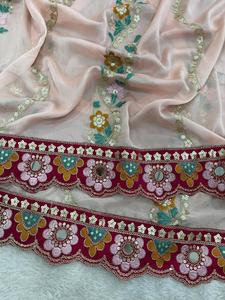 Sari indien ethnique de créateur, orné de paillettes, pour toutes les occasions spéciales et les événements, tenue tendance pour femmes. - Product Image 3