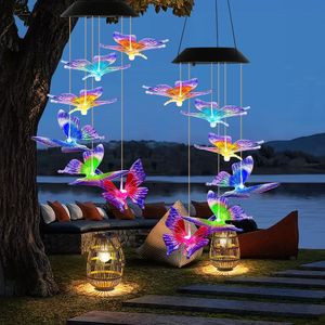 2 Pezzi Campanelli a Vento Solari a LED con Farfalle che Cambiano Colore e Corpo in ABS Impermeabile IPX4 - Product Image 2