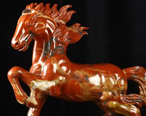 Escultura de Caballo de Cristal Tallada a Mano de Jaspe Rojo de 10.2 Pulgadas, Figura de Piedra Curativa Natural, Decoración para el Hogar, Regalo de Feng Shui - Product Image 2