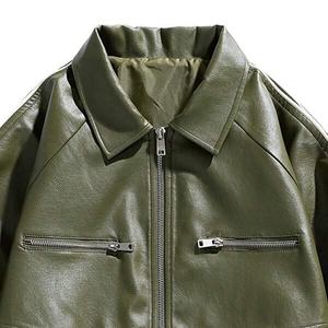 Veste en cuir décontractée pour homme, coupe-vent, style simple, haute qualité, personnalisable - Product Image 5