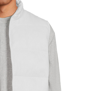 Men's White Stand Collar <b>Waterproof</b> <b>Padded</b> Vest Zipper Closure Regular-Length Solid Color Polyester/Nylon Shell Winter Casual - Product Image 4