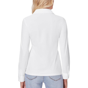Chemise boutonnée pour femme, coupe classique, manches longues, extensible, respirante, en lin, chemise décontractée, sans plis - Product Image 6