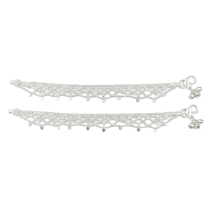 DIVYORO DIL JALI LACY MESH SILVER PAYAL - Product Image 1