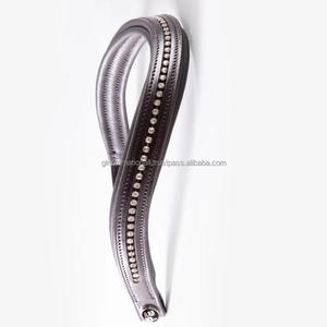 Diadema para caballo de cuero genuino hecha a mano con cristales blancos transparentes de marca y adornos Mega Bling. Compre a precio de mayorista. - Product Image 5