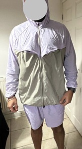 Conjunto de 2 Piezas de Chaqueta con Capucha para Hombre, Estampada, Transpirable, de Secado Rápido, Tejida en Poliéster, Informal, para Otoño, Color Morado Claro Beige - Product Image 3