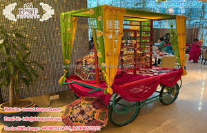 Décoration Mehndi : Stands en bois colorés pour Pani Puri, auvent de stand alimentaire pour mariage indien, décoration de mariage durable - Product Image 4