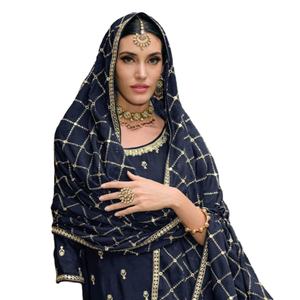 Dernier ensemble de Kurti de travail de broderie de chinon lourd pour femmes multicolores avec le bas et Dupatta India & Pakistan Ethnic - Product Image 3